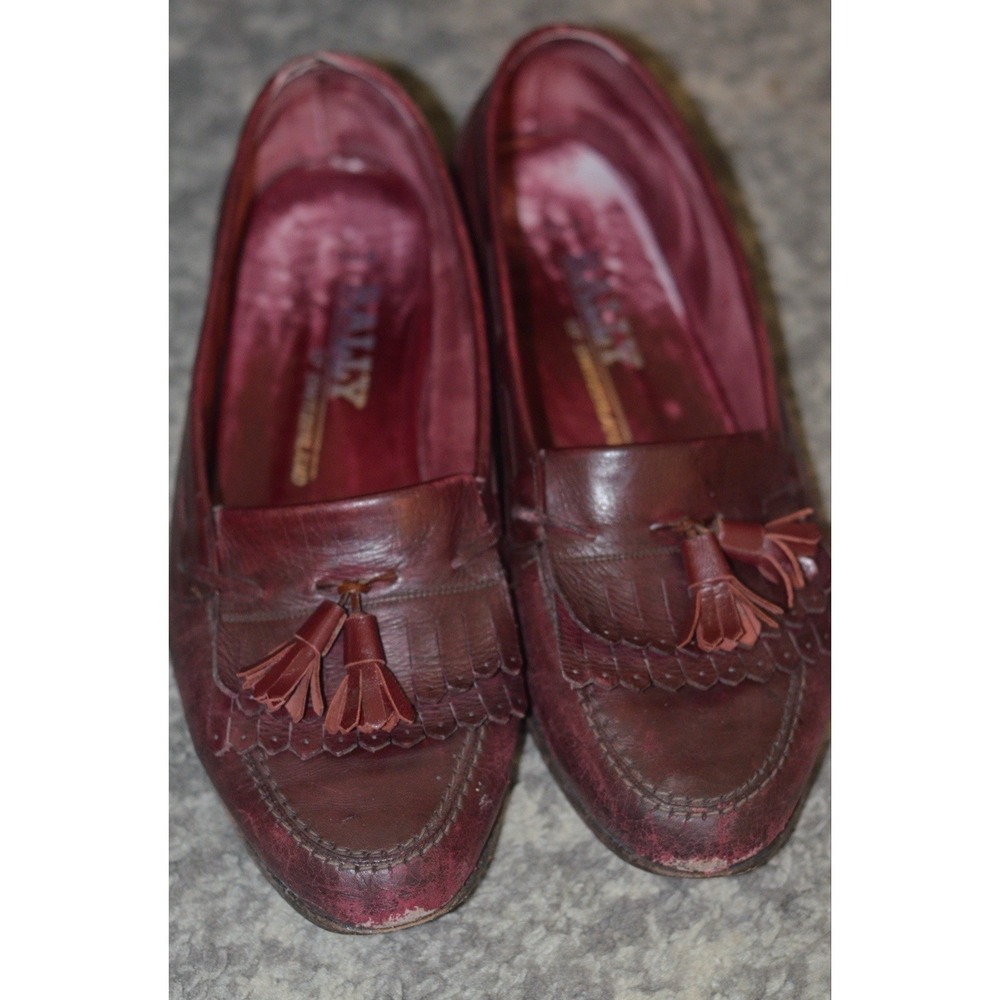 Bally of Switzerland Loafer Shoes Kiltie Red Men Size 8.5 Medium
